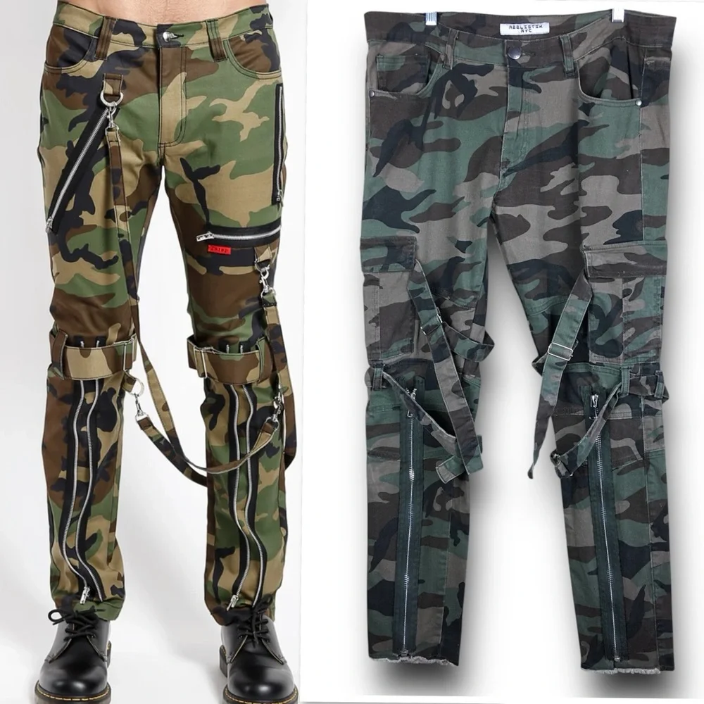 Reelistik NYC Green Camo Cargo Jeans-Army Stretch Zipper Cargo Split Jeans Sz 36